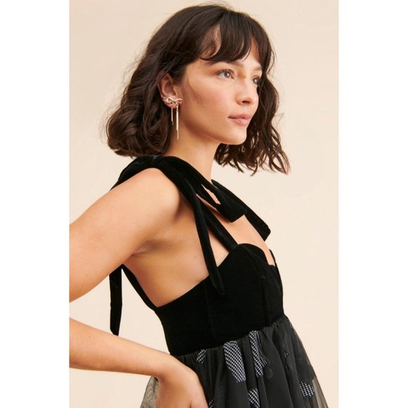 For Love & Lemons Alexandra Mini Dress Velvet Heart Houndstooth Size XS - Picture 2 of 8